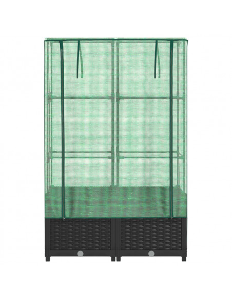 Letto Rialzato con Copertura Serra Effetto Rattan 80x40x138 cm
