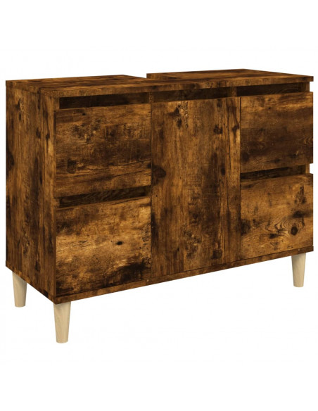 Mobile Lavabo Rovere Fumo 80x33x60 cm in Legno Multistrato