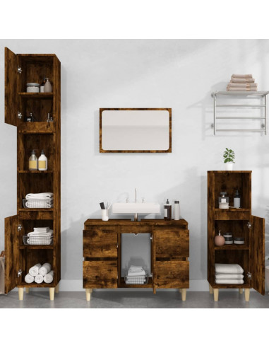 Mobile Lavabo Rovere Fumo 80x33x60 cm in Legno Multistrato