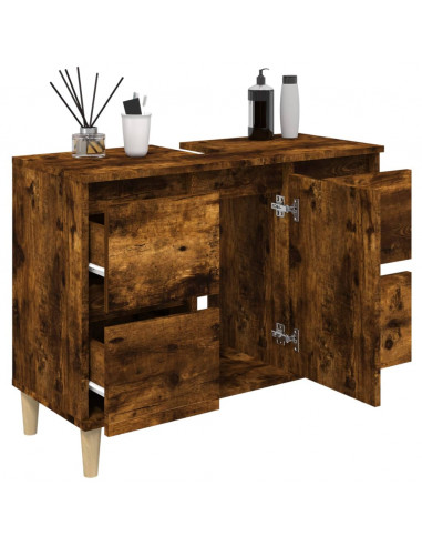 Mobile Lavabo Rovere Fumo 80x33x60 cm in Legno Multistrato