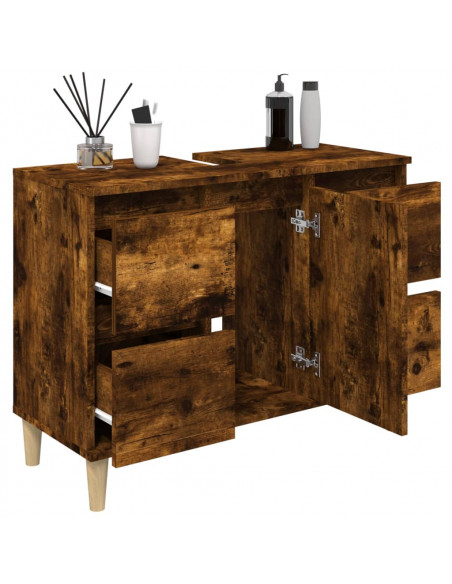 Mobile Lavabo Rovere Fumo 80x33x60 cm in Legno Multistrato