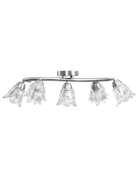 Lampadario con Paralumi in Vetro per 5 Lampadine E14 Tulipano