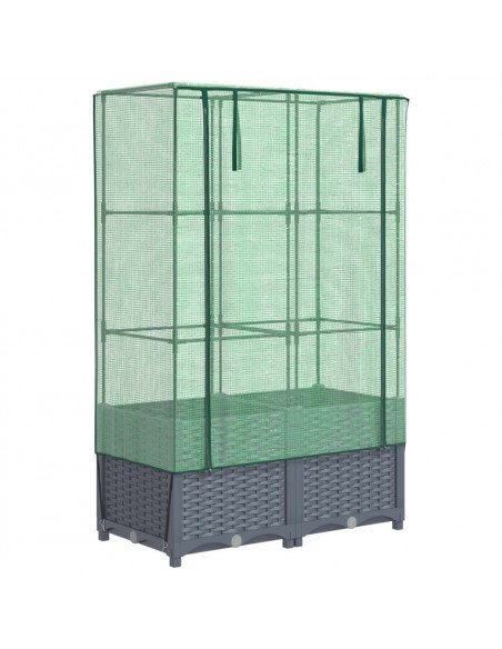 Letto Rialzato con Copertura Serra Effetto Rattan 80x40x138 cm