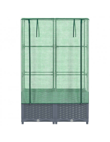 Letto Rialzato con Copertura Serra Effetto Rattan 80x40x138 cm