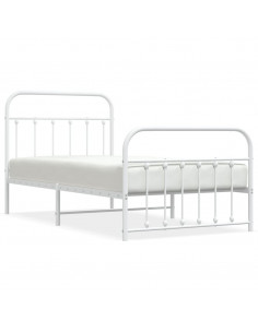 Giroletto con Testiera e Pediera Metallo Bianco 100x190 cm 2