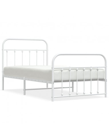 Giroletto con Testiera e Pediera Metallo Bianco 100x190 cm