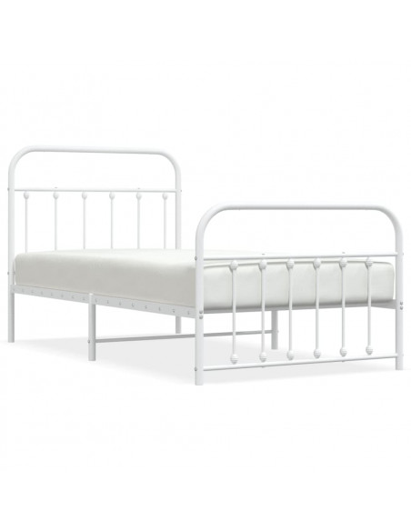 Giroletto con Testiera e Pediera Metallo Bianco 100x190 cm