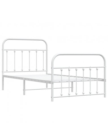 Giroletto con Testiera e Pediera Metallo Bianco 100x190 cm