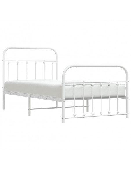 Giroletto con Testiera e Pediera Metallo Bianco 100x190 cm