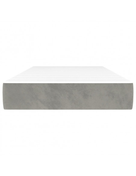 Materasso a Molle Grigio Chiaro 80x210x20 cm in Velluto