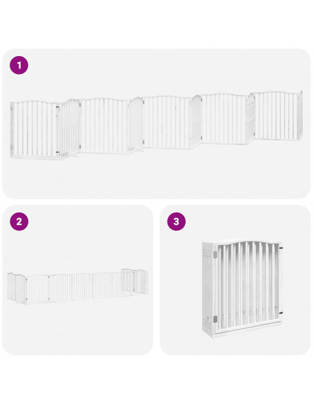 Cancello Cani Porta Pieghevole Bianco 10 Pannelli 800 cm Pioppo