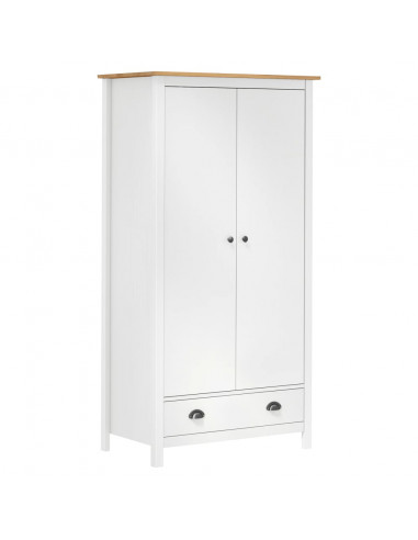 Armadio a 2 Ante Hill Bianco 89x50x170cm in Legno di Pino