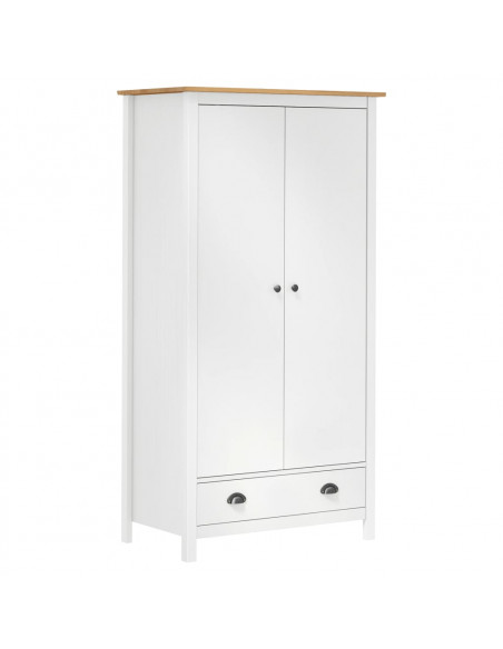 Armadio a 2 Ante Hill Bianco 89x50x170cm in Legno di Pino