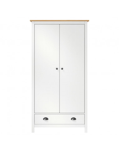 Armadio a 2 Ante Hill Bianco 89x50x170cm in Legno di Pino