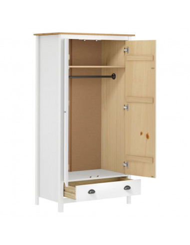 Armadio a 2 Ante Hill Bianco 89x50x170cm in Legno di Pino