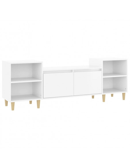 Mobile Porta TV Bianco Lucido 160x35x55 cm in Legno Multistrato