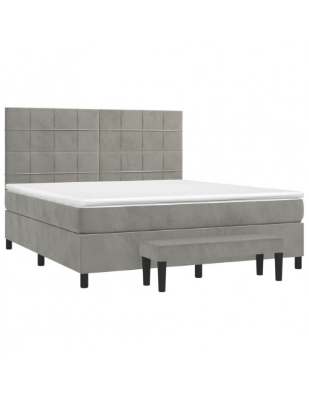 Giroletto a Molle con Materasso Grigio Chiaro 180x200cm Velluto