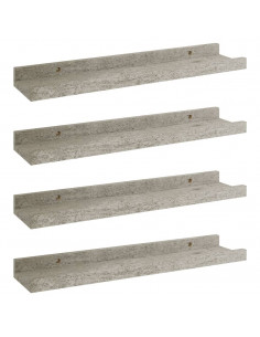 Mensole da Parete 4 pz Grigio Cemento 40x9x3 cm 2