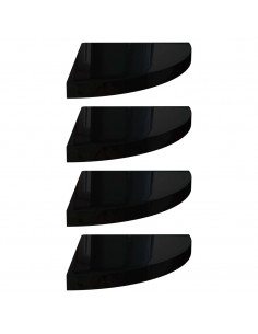 Scaffali Angolari a Parete 4 pz Nero Lucido 35x35x3,8 cm MDF 2