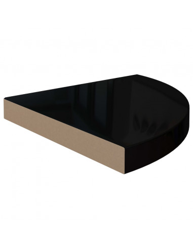 Scaffali Angolari a Parete 4 pz Nero Lucido 35x35x3,8 cm MDF