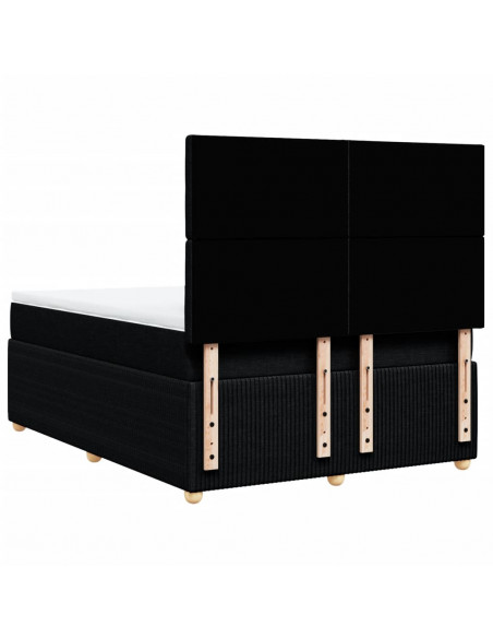 Giroletto a Molle con Materasso Nero 140x200 cm in Tessuto