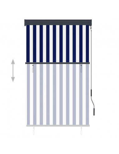 Tenda a Rullo per Esterni 100x250 cm Blu e Bianca