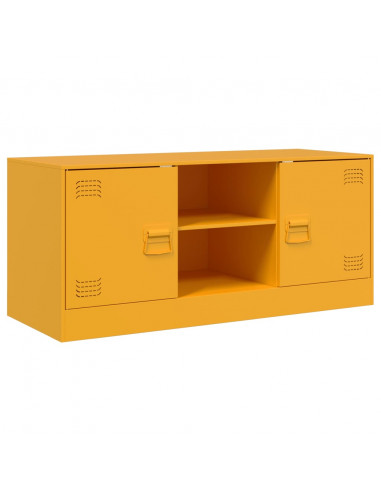 Mobile Porta TV Giallo Senape 99x39x44 cm in Acciaio