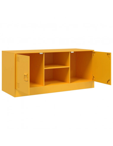 Mobile Porta TV Giallo Senape 99x39x44 cm in Acciaio