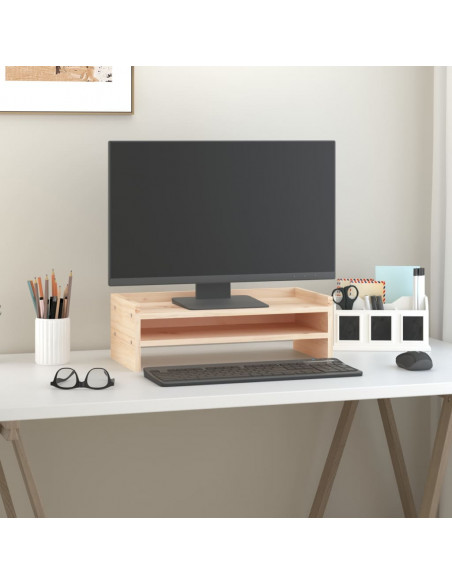 Supporto per Monitor 50x24x16 cm in Legno Massello di Pino
