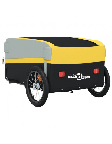Rimorchio da Bici Nero e Giallo 45 kg in Ferro