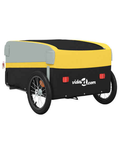 Rimorchio da Bici Nero e Giallo 45 kg in Ferro