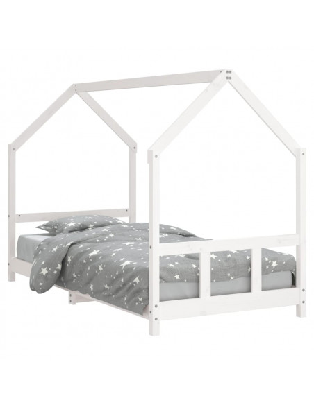 Giroletto per Bambini Bianco 90x190cm in Legno Massello di Pino