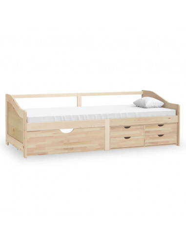 Divano Letto 3 Posti con Cassetti in Pino Massello 90x200cm