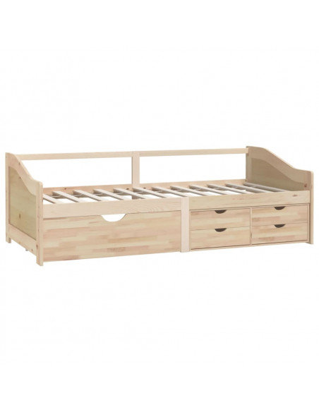 Divano Letto 3 Posti con Cassetti in Pino Massello 90x200cm