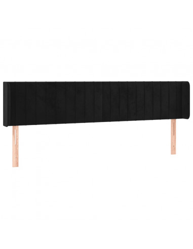 Testiera ad Orecchio Nera 203x16x78/88 cm in Velluto