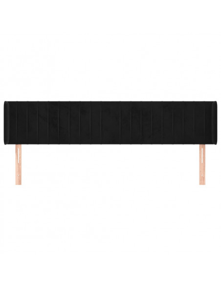 Testiera ad Orecchio Nera 203x16x78/88 cm in Velluto