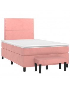 Giroletto a Molle con Materasso Rosa 120x190 cm in Velluto 2