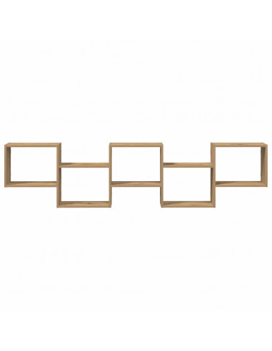 Scaffale Cubo Parete 5 Scomparti Truciolato Rovere Artigianale