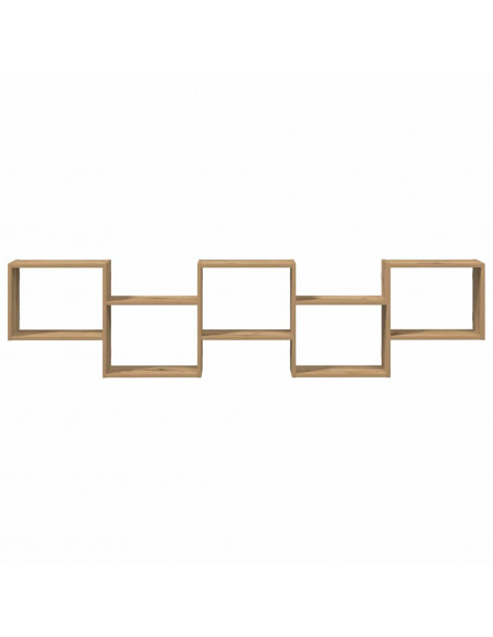 Scaffale Cubo Parete 5 Scomparti Truciolato Rovere Artigianale
