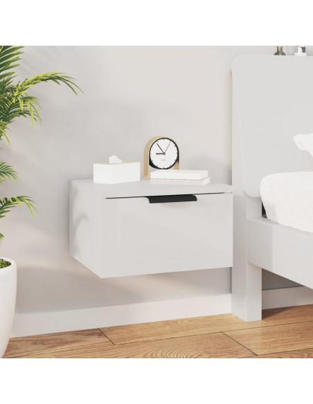 Comodini a Muro 2 pz Bianco Lucido 34x30x20 cm