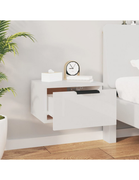 Comodini a Muro 2 pz Bianco Lucido 34x30x20 cm