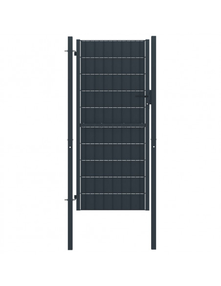 Cancello per Recinzione in PVC e Acciaio 100x204 cm Antracite