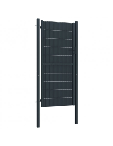 Cancello per Recinzione in PVC e Acciaio 100x204 cm Antracite