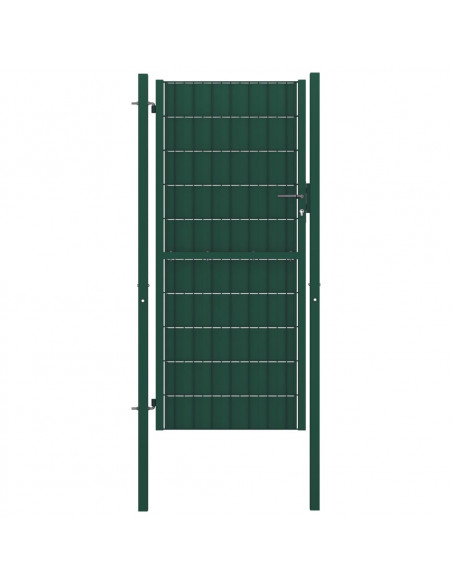 Cancello per Recinzione in PVC e Acciaio 100x204 cm Verde