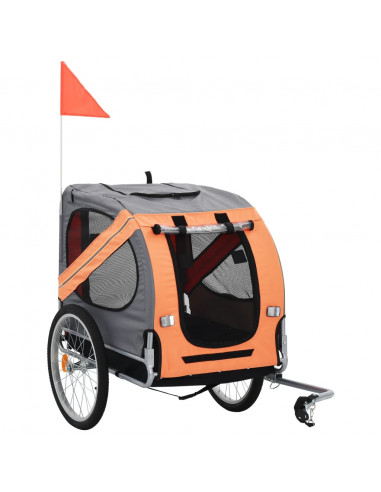 Rimorchio da Bici per Cani Arancione e Grigio