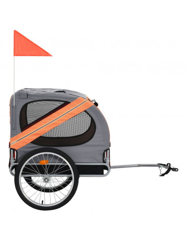 Rimorchio da Bici per Cani Arancione e Grigio