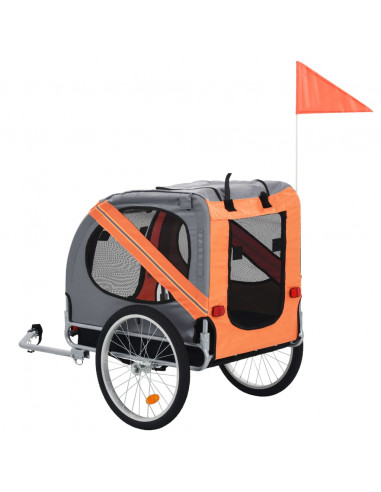 Rimorchio da Bici per Cani Arancione e Grigio