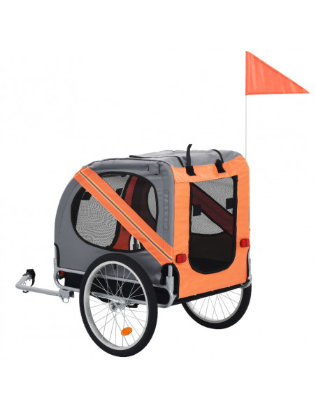 Rimorchio da Bici per Cani Arancione e Grigio