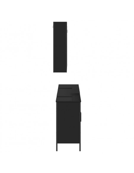 Set di Mobili da Bagno 3 pz Nero in Legno Multistrato