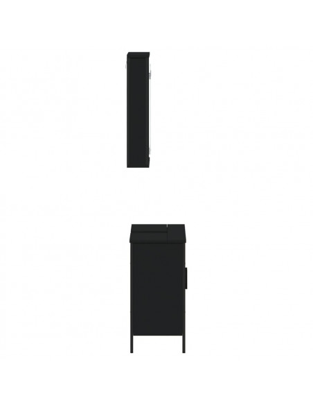 Set Mobili da Bagno 2 pz Nero in Legno Multistrato
